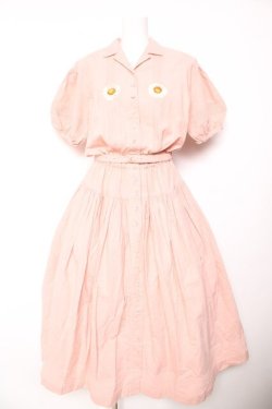 画像1: PINK HOUSE / ヒナギク刺繍ベルト付きワンピース F ピンク Y-26-01-24-124-LO-OP-SZ-ZY