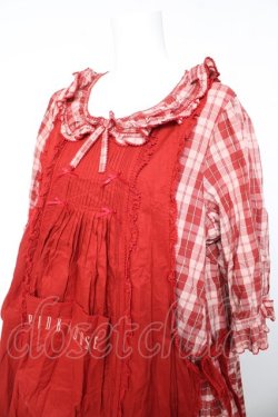 画像3: PINK HOUSE / エプロン付きオリジナルチェックワンピース F 赤 Y-26-01-24-125-LO-OP-SZ-ZY