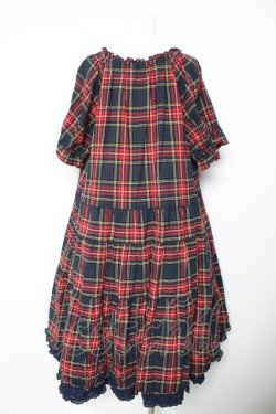画像2: PINK HOUSE / コットンリネンタータンチェックロングティアードワンピース F 紺 Y-26-01-24-126-LO-OP-SZ-ZY