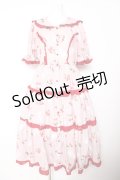 Chalmiere / チェリーバニー柄ワンピース M ピンク Y-26-01-24-131-LO-OP-SZ-ZY