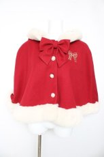 画像1: axes femme kawaii / リボン柄刺繍ケープ  赤 Y-26-01-24-137-AX-JA-SZ-ZTC030 (1)