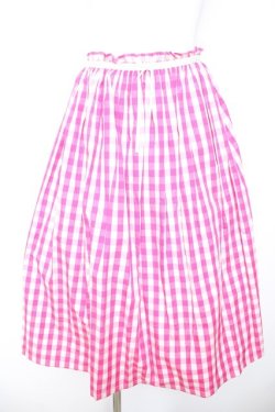 画像1: Franche Lippee / レトロギンガムスカート M ピンク Y-26-01-24-150-LO-SK-SZ-ZY