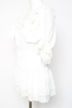 画像2: ATELIER PIERROT / Twinkle Ribbons Blouse  ホワイト Y-26-01-24-036-EL-BL-SZ-ZY