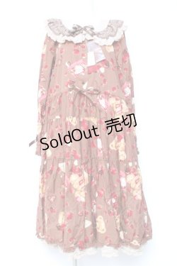 画像1: PINK HOUSE / strawberry choco bearプリントミディワンピース  ブラウン Y-26-01-27-013-LO-OP-AS-ZY