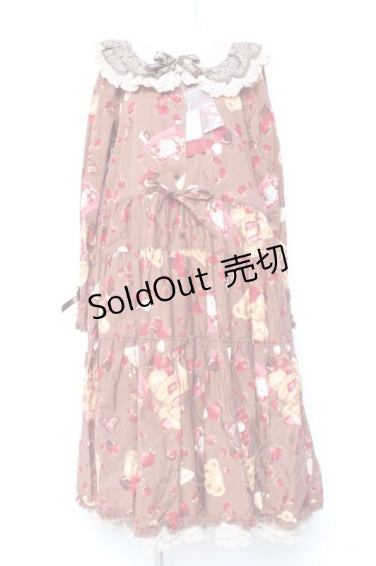 画像1: PINK HOUSE / strawberry choco bearプリントミディワンピース  ブラウン Y-26-01-27-013-LO-OP-AS-ZY (1)