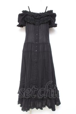 画像1: PINK HOUSE / オフショルティアードロングワンピース F 黒 Y-26-01-27-014-LO-OP-SZ-ZY