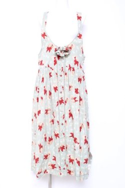 画像1: PINK HOUSE / 麦わら帽子×すずらん柄エプロンワンピース  ミント Y-26-01-27-016-LO-OP-SZ-ZY