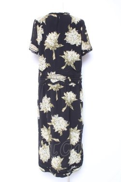 画像3: KANEKO ISAO / スズラン柄たくし上げリボン付き半袖ワンピース  ブラック Y-26-01-27-017-EL-OP-SA-ZY