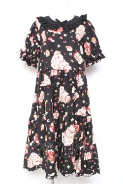 画像1: PINK HOUSE / アニバーサリーケーキプリントミディワンピース  黒 Y-26-01-27-018-LO-OP-SZ-ZY