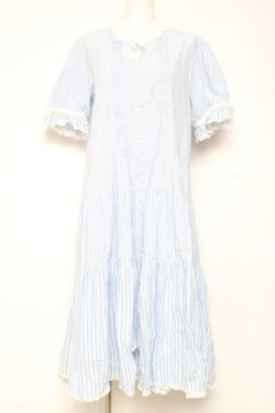 画像1: PINK HOUSE / ストライプティアードワンピース F サックス Y-26-01-27-022-LO-OP-SZ-ZY