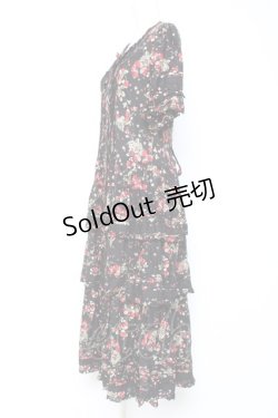 画像2: PINK HOUSE / いちごブーケフリルワンピース F 黒 Y-26-01-27-025-LO-OP-SZ-ZY