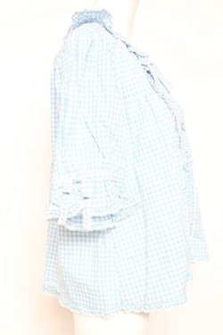 画像2: PINK HOUSE / はしごレース&サテンリボン使いローンブラウス F サックス Y-26-01-27-031-LO-BL-SZ-ZY