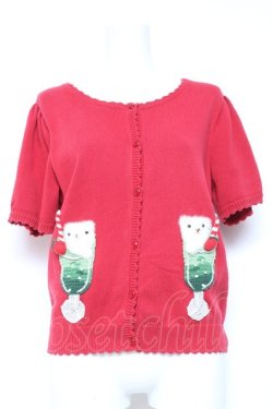 画像1: PINK HOUSE / クリームソーダモチーフニットカーディガン  赤 Y-26-01-27-033-LO-TO-SZ-ZY