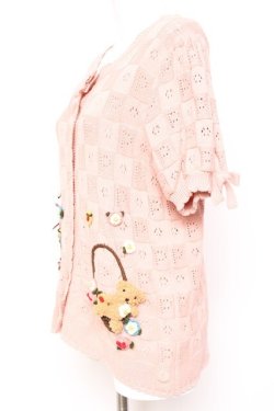 画像2: PINK HOUSE / フラワーバスケットテディモチーフ付きカーディガン  ピンク Y-26-01-27-034-LO-TO-SZ-ZY