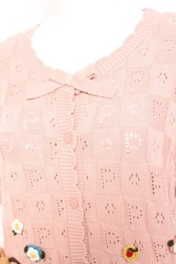 画像6: PINK HOUSE / フラワーバスケットテディモチーフ付きカーディガン  ピンク Y-26-01-27-034-LO-TO-SZ-ZY