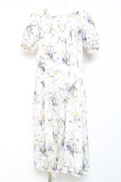 画像1: PINK HOUSE / リトルヴァイオレットプリントミディワンピース F 白 Y-26-01-27-036-LO-OP-SZ-ZY