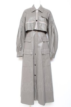 画像1: Melt the lady / チェーンレザーライクロングコート F グレー Y-26-01-27-037-PU-CO-SZ-ZY