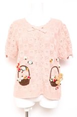 画像1: PINK HOUSE / フラワーバスケットテディ付きカーディガン  ピンク Y-26-01-27-040-LO-TO-SZ-ZY (1)