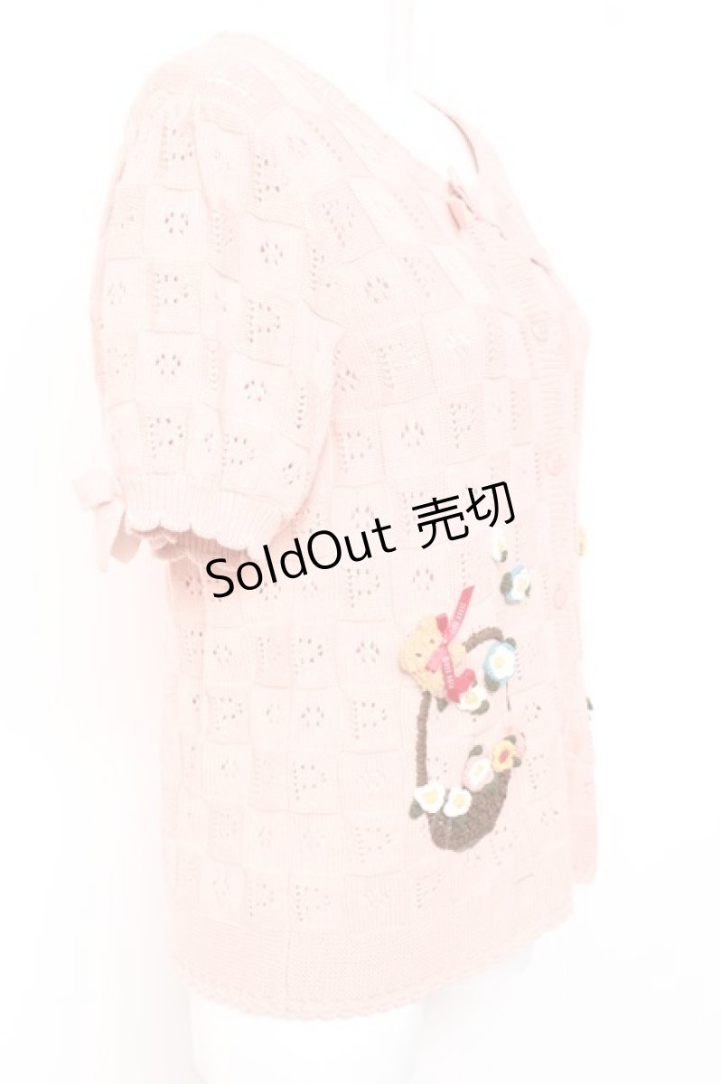 画像2: PINK HOUSE / フラワーバスケットテディ付きカーディガン  ピンク Y-26-01-27-040-LO-TO-SZ-ZY (2)