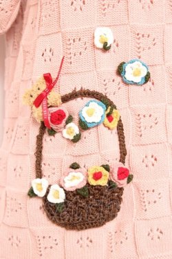 画像4: PINK HOUSE / フラワーバスケットテディ付きカーディガン  ピンク Y-26-01-27-040-LO-TO-SZ-ZY