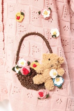 画像5: PINK HOUSE / フラワーバスケットテディ付きカーディガン  ピンク Y-26-01-27-040-LO-TO-SZ-ZY
