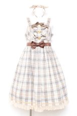 画像1: Angelic Pretty / オリジナルタータンジャンパースカートセット - ベージュ Y-26-01-27-046-AP-OP-SZ-ZT622 (1)