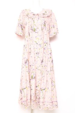 画像1: PINK HOUSE / リトルヴァイオレットプリントワンピース  ピンク Y-26-01-27-011-LO-OP-SA-ZY