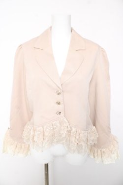 画像1: axes femme / レースフリル編上ジャケット F ベージュ Y-26-01-28-056-AX-JA-SZ-ZY