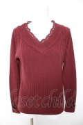 axes femme / レースVネックニットプル M ワイン Y-26-01-28-063-AX-TO-SZ-ZY