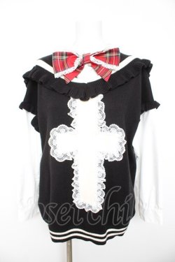 画像1: Jamie エーエヌケー / JM制服クロスのうさぎニット M 黒 Y-26-01-28-074-LO-TO-SZ-ZY