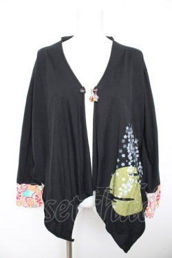 画像1: gouk / 袖和柄切替ボレロ  黒 Y-26-01-28-080-GO-TO-SZ-ZY