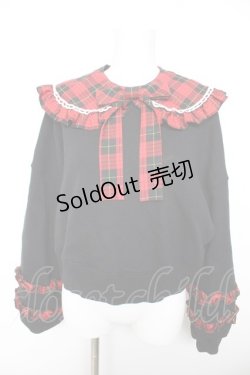 画像1: Angelic Pretty / タータンチェックレッスン付け襟プルオーバー  黒×赤 Y-26-01-28-084-AP-TO-SZ-ZY