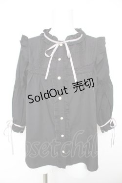 画像1: axes femme POETIQUE / フリルボリューム袖ブラウス  黒 Y-26-01-28-085-AX-BL-SZ-ZS