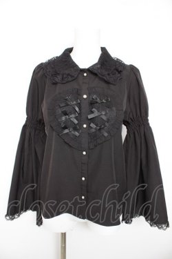画像1: NOEMIE / フロントハートレースブラウス  黒 Y-26-01-28-088-LO-BL-SZ-ZY