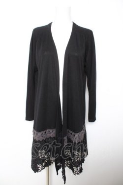 画像1: axes femme / 裾レースＵＶカットカーデ  黒 Y-26-01-28-090-AX-TO-SZ-ZY