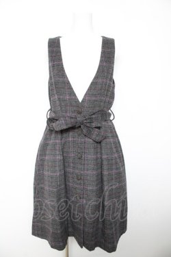 画像1: axes femme / シャギーチェックジャンスカ M クロ Y-26-01-28-096-AX-OP-SZ-ZY