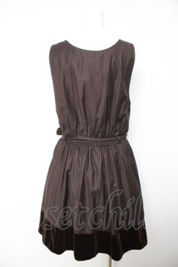 画像2: axes femme POETIQUE / ベロア使いピンストワンピース M チャ Y-26-01-28-098-AX-OP-SZ-ZY