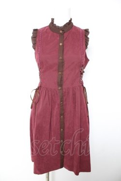 画像1: axes femme POETIQUE / 編み上げワンピース M ワイン Y-26-01-28-101-AX-OP-SZ-ZY