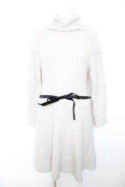 画像1: axes femme POETIQUE / 肩デザインタートルニットワンピース M グレー Y-26-01-28-103-AX-OP-SZ-ZY