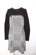axes femme / 千鳥柄ニットワンピース M クロ Y-26-01-28-105-AX-OP-SZ-ZY