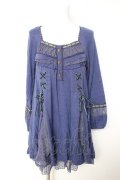 axes femme / ドットフロッキー使いチュニ M ブルー Y-26-01-28-109-AX-OP-SZ-ZY