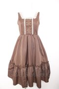 m petit by misako / TT*AOKストライプジャンパースカート S 中茶 Y-26-01-28-123-LO-OP-SZ-ZY