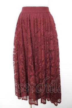 画像1: axes femme / レースサーキュラースカート  ワイン Y-26-01-28-131-AX-SK-SZ-ZY