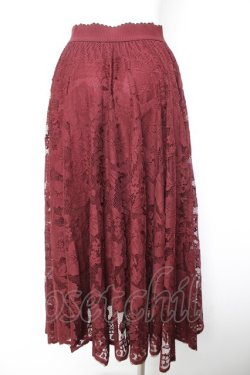 画像2: axes femme / レースサーキュラースカート  ワイン Y-26-01-28-131-AX-SK-SZ-ZY