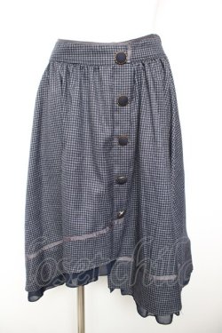 画像1: axes femme POETIQUE / 千鳥格子ボタンスカート M 紺 Y-26-01-28-135-AX-SK-SZ-ZY