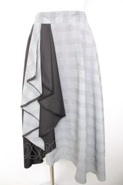 画像1: axes femme / バイカラーフリルスカート M グレー Y-26-01-28-138-AX-SK-SZ-ZY