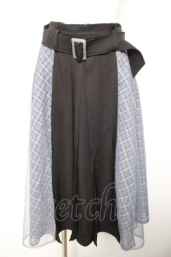 画像1: axes femme POETIQUE / チェックチュール切替スカート M 黒 Y-26-01-28-141-AX-SK-SZ-ZY