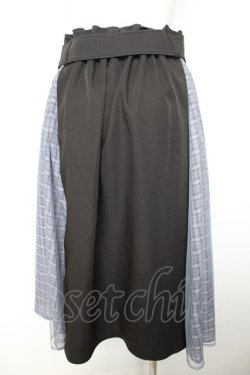 画像2: axes femme POETIQUE / チェックチュール切替スカート M 黒 Y-26-01-28-141-AX-SK-SZ-ZY