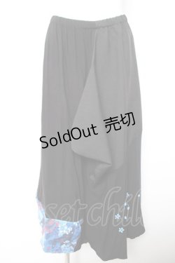 画像1: gouk / 和柄切り替えスカート  黒 Y-26-01-28-144-GO-SK-SZ-ZY