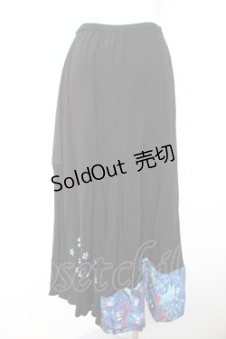 画像2: gouk / 和柄切り替えスカート  黒 Y-26-01-28-144-GO-SK-SZ-ZY